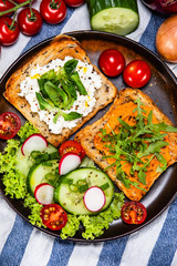 Breakfast - sandwiches with vegetable salad