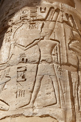 Egyptian Hieroglyphs in Medinet Habu Temple, Luxor, Egypt