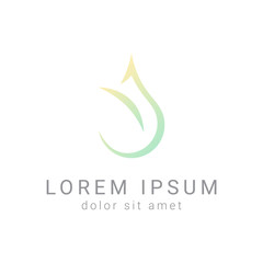 green lotus vector logo design template, curve line flower icon, floral abstract sign, vector illustration