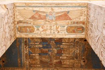 Egyptian Hieroglyphs in Medinet Habu Temple, Luxor, Egypt