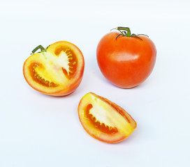 Fresh orange tomatoes, isolated on a white background Concepts, vegetables, kitchen gardens and as a health food. Illustration - lmage