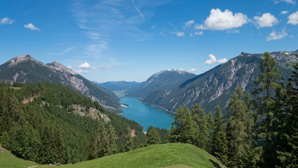 Achen lake from above with mountains around