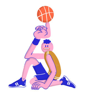 Man balances basketball on his finger