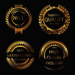 Retro labels and badges golden vector collection