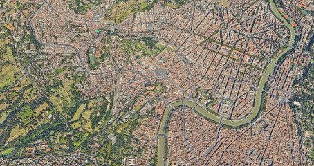 Neighborhood of St. Peter's Church in the Vatican from a height of flight