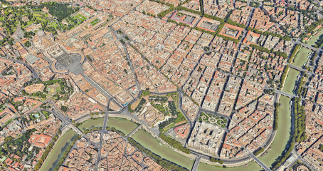 Neighborhood of St. Peter's Church in the Vatican from a height of flight