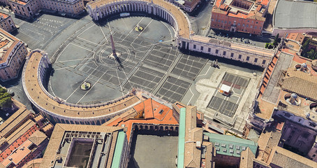 Fototapeta na wymiar Neighborhood of St. Peter's Church in the Vatican from a height of flight