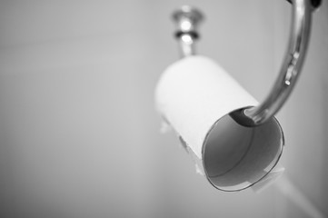 finished toilet paper on holder