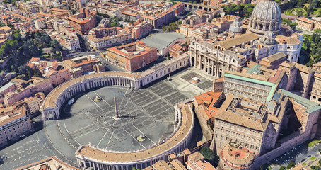 Neighborhood of St. Peter's Church in the Vatican from a height of flight