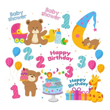 Teddy bear Baby Shower Theme Invitation Template	