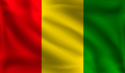 Waving Guinea flag, the flag of Guinea, vector illustration