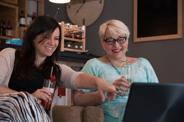 Mother and adult daughter spending time together