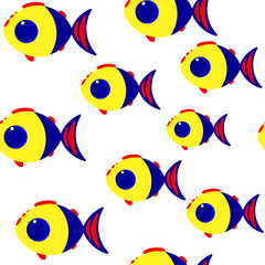 cartoon fish seamless vector pattern