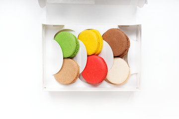 White box macaroon. White Cookie Boxes for 6 livers.