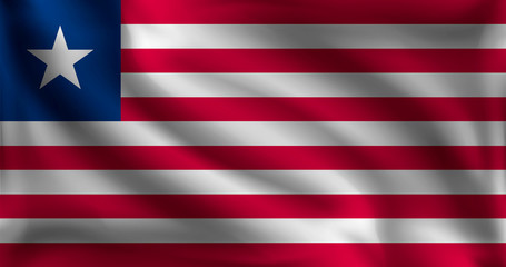 Waving Liberia flag, the flag of Liberia, vector illustration