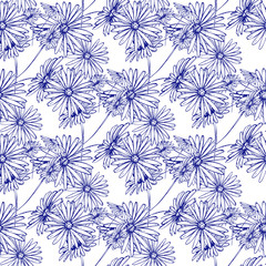 Flower graphic design. Cute seamless vector tile pattern. Retro vintage. line chamomile design.