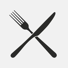 Fork and knife vector icon. Fork and knife isolated on white background. Restaurant icon