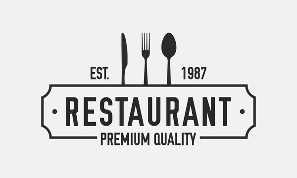 Restaurant logo isolated on white background. Restaurant menu logo template with knife, fork and spoon. Retro vintage design
