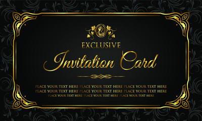 Invitation card luxury gold and black design