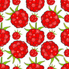 Seamless Background With Raspberries, Vector Image Ready For Your Design