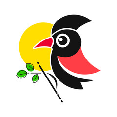 Woodpecker. Bird Animal Abstract Vector Template Zoo Wildlife Business Icon Nature Company