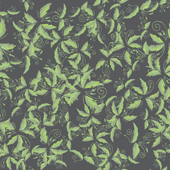 grean leaf pattern  hand drawn illustration with grunge simple texture