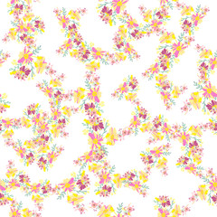 Minimalist flowers design. Seamless leaf pattern. Vector ditsy print illustration.