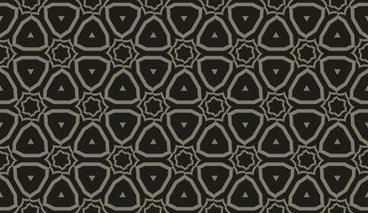 Obraz premium For interior wallpaper, smart design, fashion print.Vector seamless illustration with pattern in triangles style. Dark black color.
