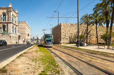The tram in Jerusalem. Israel