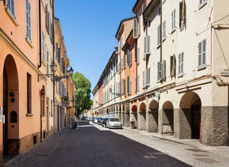Fototapeta premium Della Repubblica street in Parma, Italy.