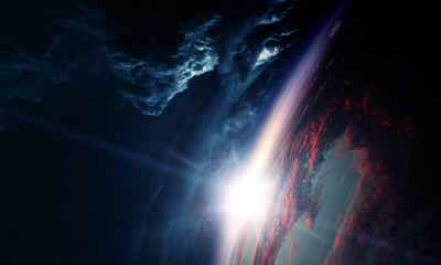 Deep space beauty. Planet orbit.