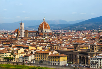 Naklejka na ściany i meble Cityscape of Florence with the Cathedral and bell tower. Italy