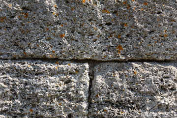 Old stonework close up. Greek ruins.