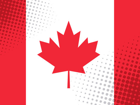 Vector image of Canada flag with dot texture in comic style.