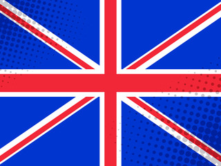 Vector image of flag of Great Britain with point texture in the style of comics