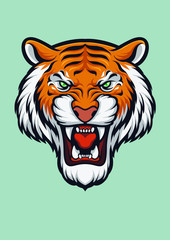 Angry tiger face, Panthera Tigris
