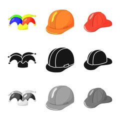 Vector design of clothing and cap sign. Set of clothing and beret vector icon for stock.