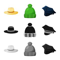 Vector design of clothing and cap logo. Set of clothing and beret vector icon for stock.