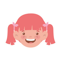 head of baby girl smiling with white background