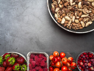 summer berries and mix of nuts