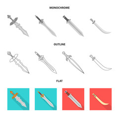 Vector illustration of game and armor logo. Set of game and blade stock vector illustration.