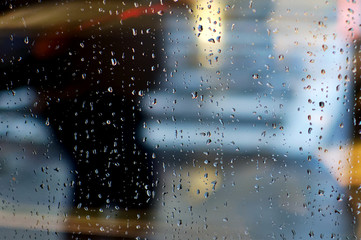 Raindrops on Window with Bokeh