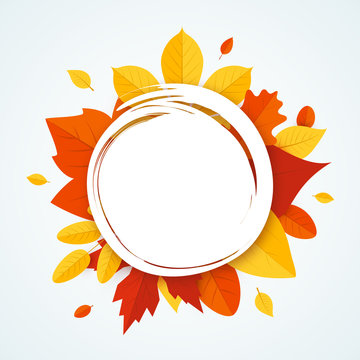 Colorful leaves in flat style, round design