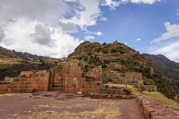 Ancient inca ruins in Pisaq
