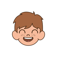 head of baby boy smiling with white background