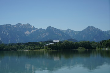 Neuschwanstein lies at the foot of the Forggensee in Bavaria