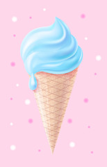 3d ice cream cone blue