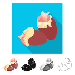 Isolated object of chicken and heart sign. Set of chicken and recipe stock vector illustration.