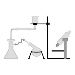 Science experiment with different lab equipment - Vector
