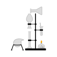 Science experiment with different lab equipment - Vector